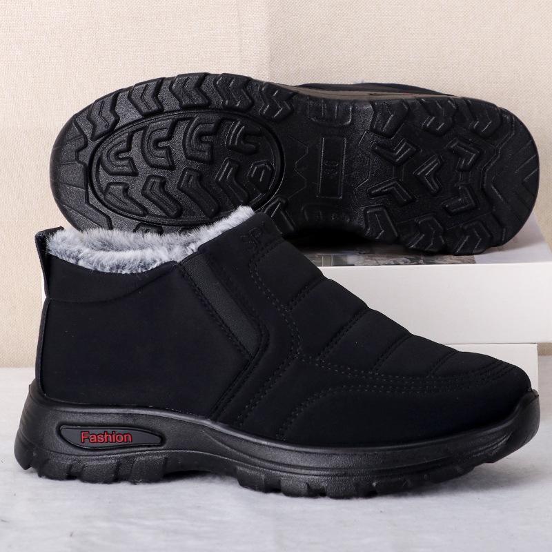 Fashion Winter Cotton Shoes Waterproof Women's Couple Boots with Thick Velvet for Warmth, Middle Aged and Elderly Anti Slip Snow Boots