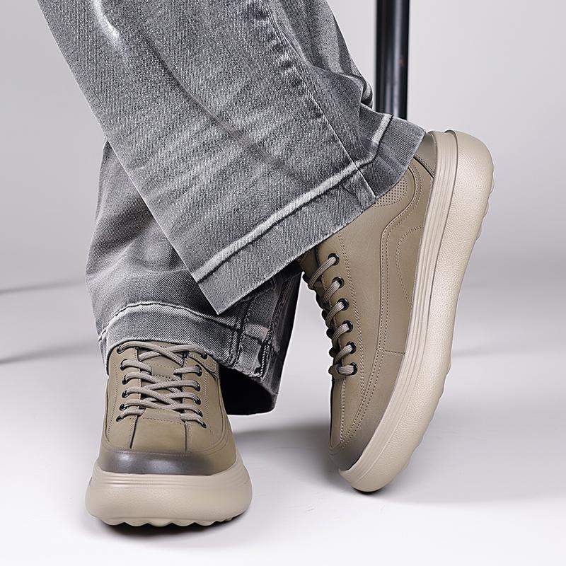 Fashion Leather Mens Casual Shoes Outdoor Lace-Up Sneakers Classic Men Sports Shoes New Trendy Male Treking Footwear Non-Slip Trainers