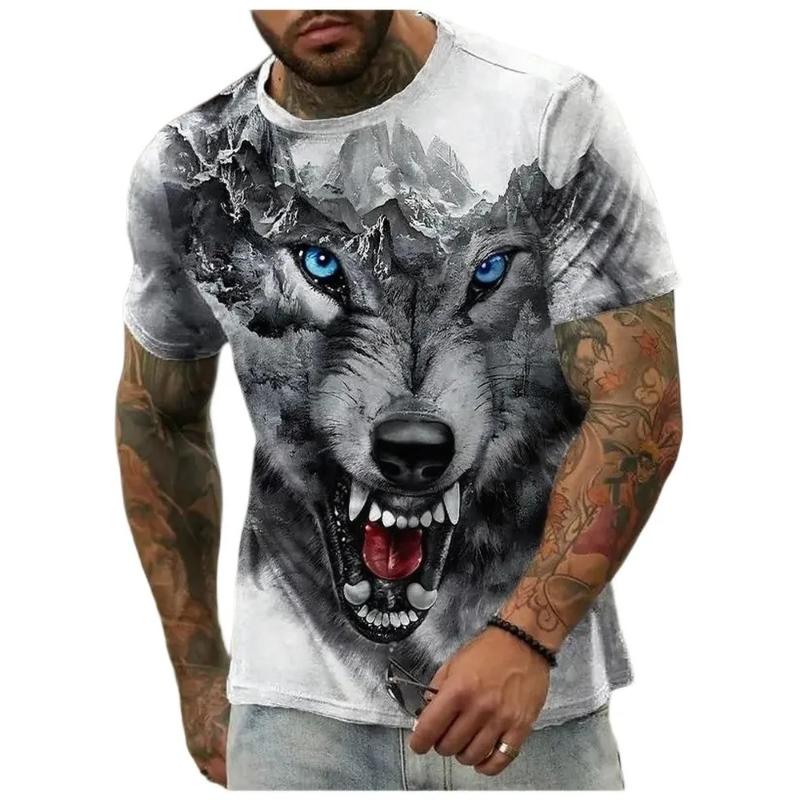 Mode Dames Ronde Hals Korte Mouw 3D Dier Kleurprint Dier Korte Mouw Ronde Hals T-shirt