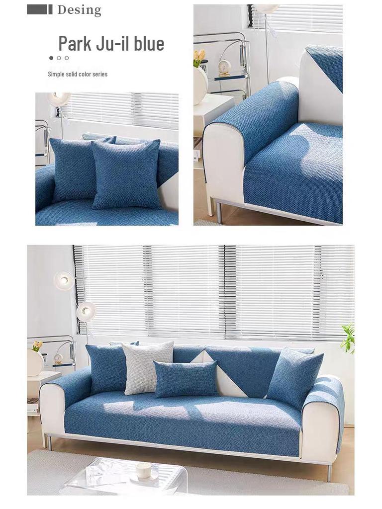 Universal Non-Slip Cotton Linen Sofa Seat Cushion – Four Seasons Style, Solid Color