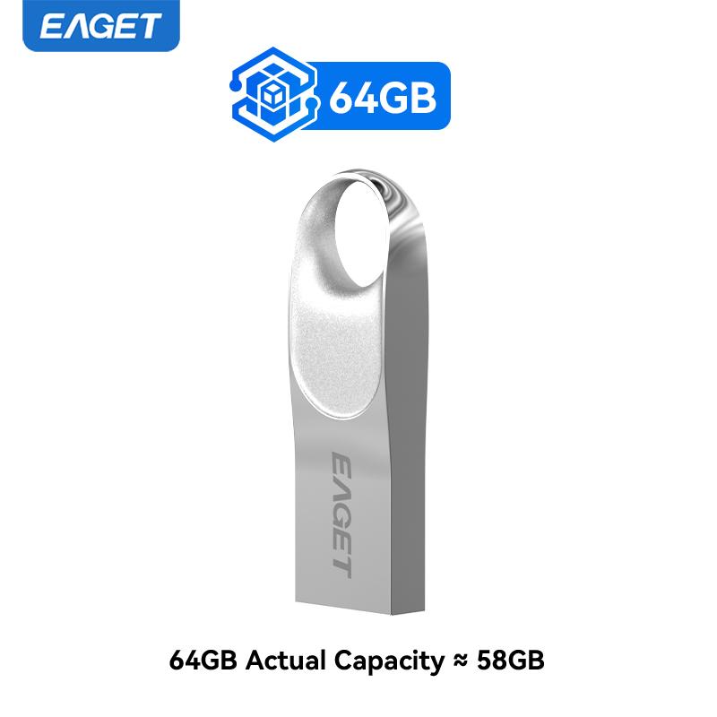 

EAGET Мини USB 2.0 Флеш-накопитель Флешка Высокоскоростной Портативный Флеш-накопитель-брелок Прочный USB-накопитель для ПК/ноутбуков 64GB
