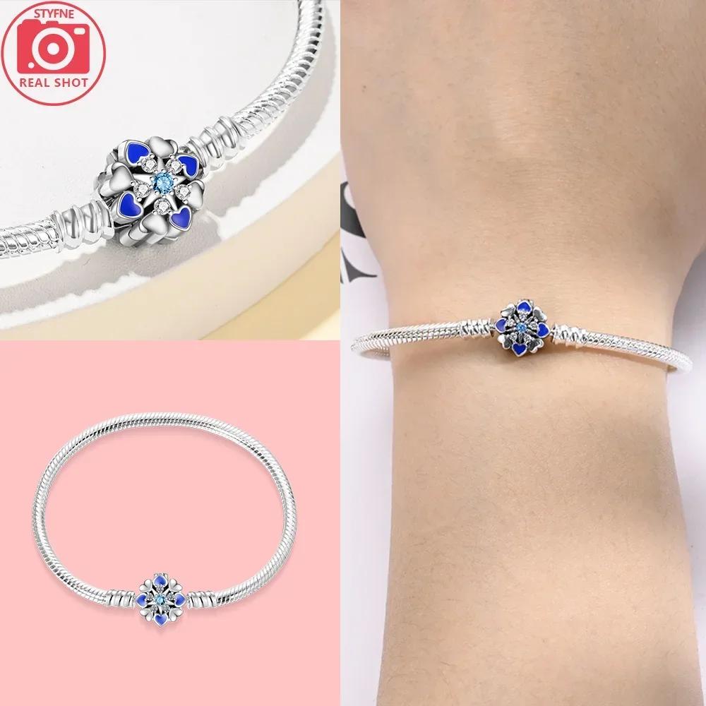 New 925 Silver Celtic Knot Snake Bone Lucky Eye Bracelet Fit Charming Bracelet Diy Fine Jewelry Gifts for Women 17CM