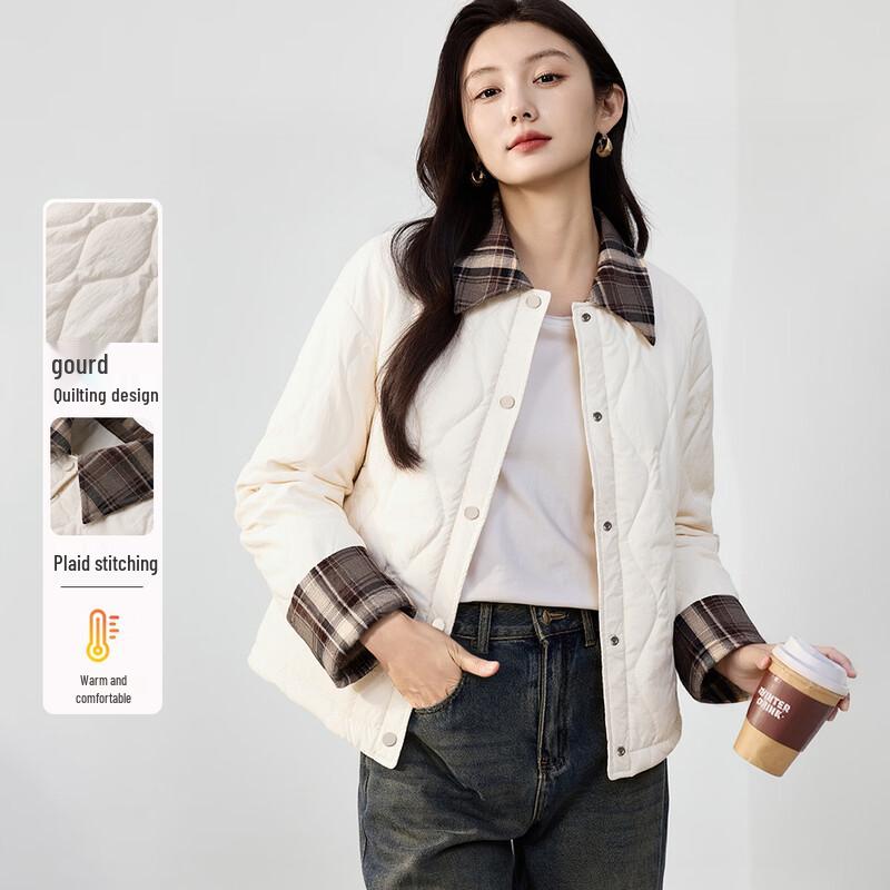 Handu Yishe Women s Color-Block Stand Collar Padded Jacket M