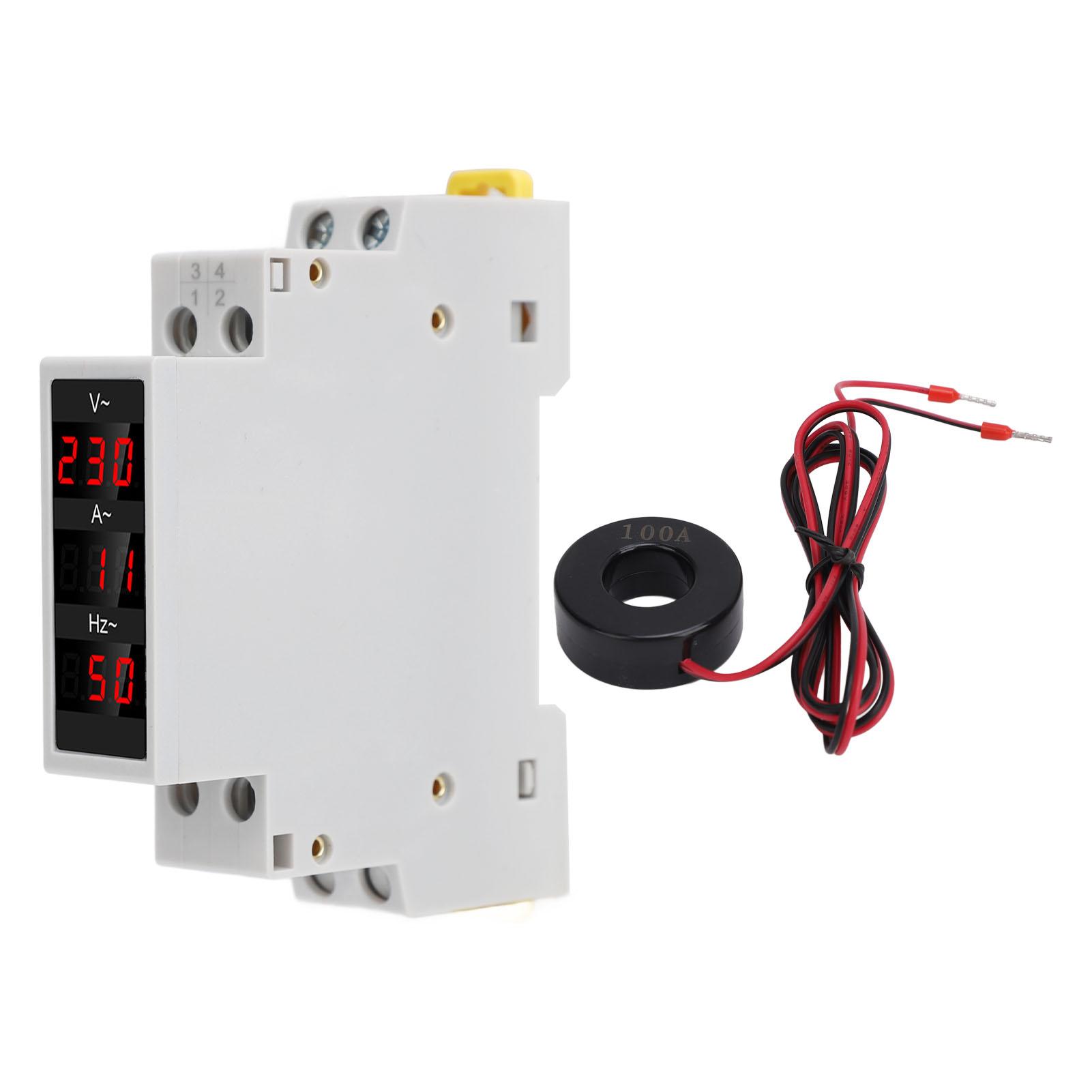 

Digital Display Energy Meter Din Rail Mounted Volts Amps Hertz Multifunction Tester AC80500V