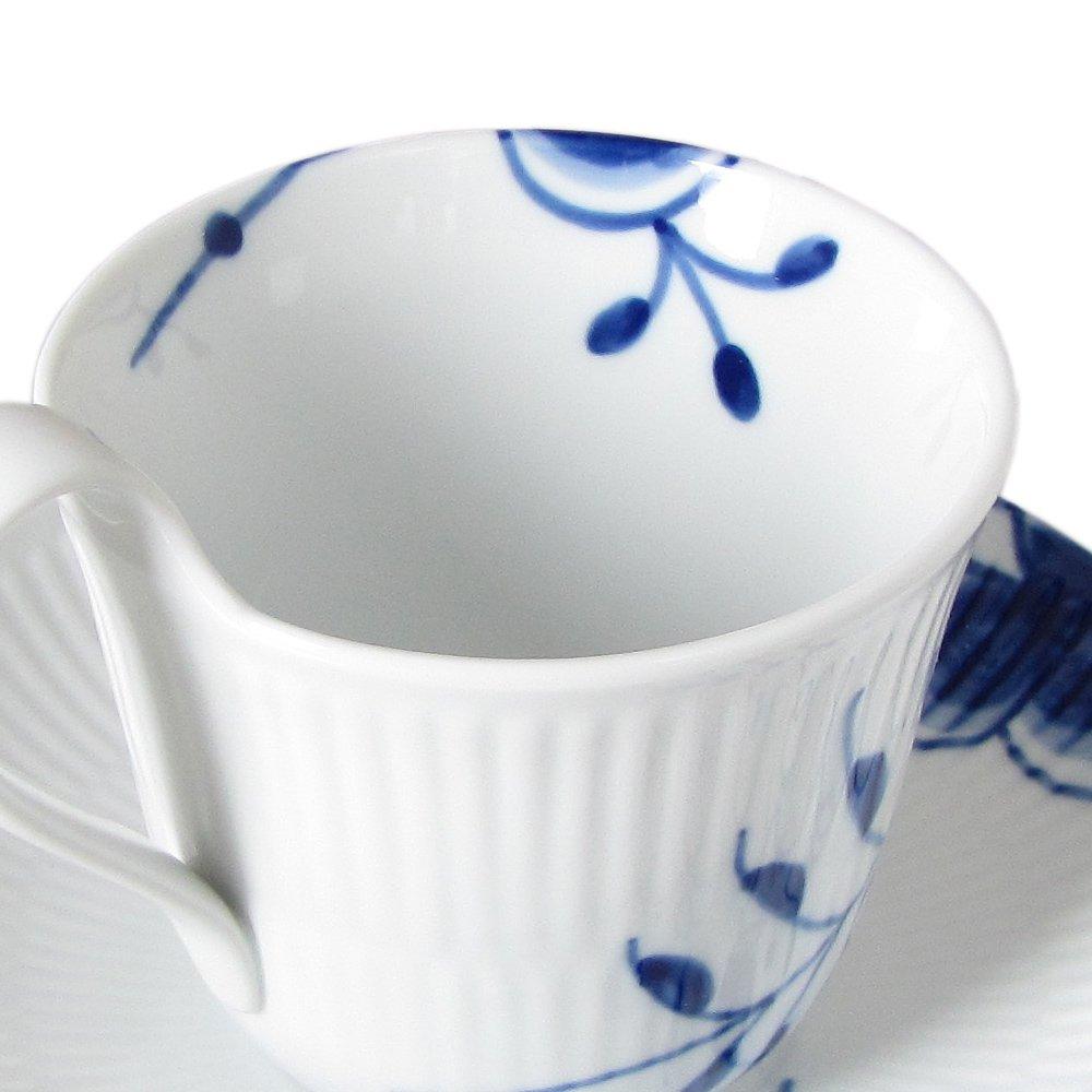 [Officially Imported] Royal Copenhagen Blue Fluted Mega High-Handle Cup & Saucer, 240ml, White, 1016909, Perfect for Wedding Gifts
