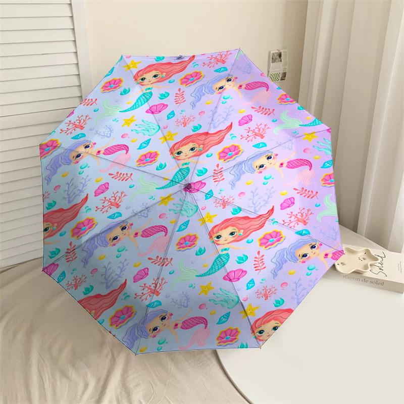 

1PC Mermaid Shell Umbrella-8-Rib Reinforced Portable Folding Travel Suitable for All Seasons Outdoor Daily Use -J0355