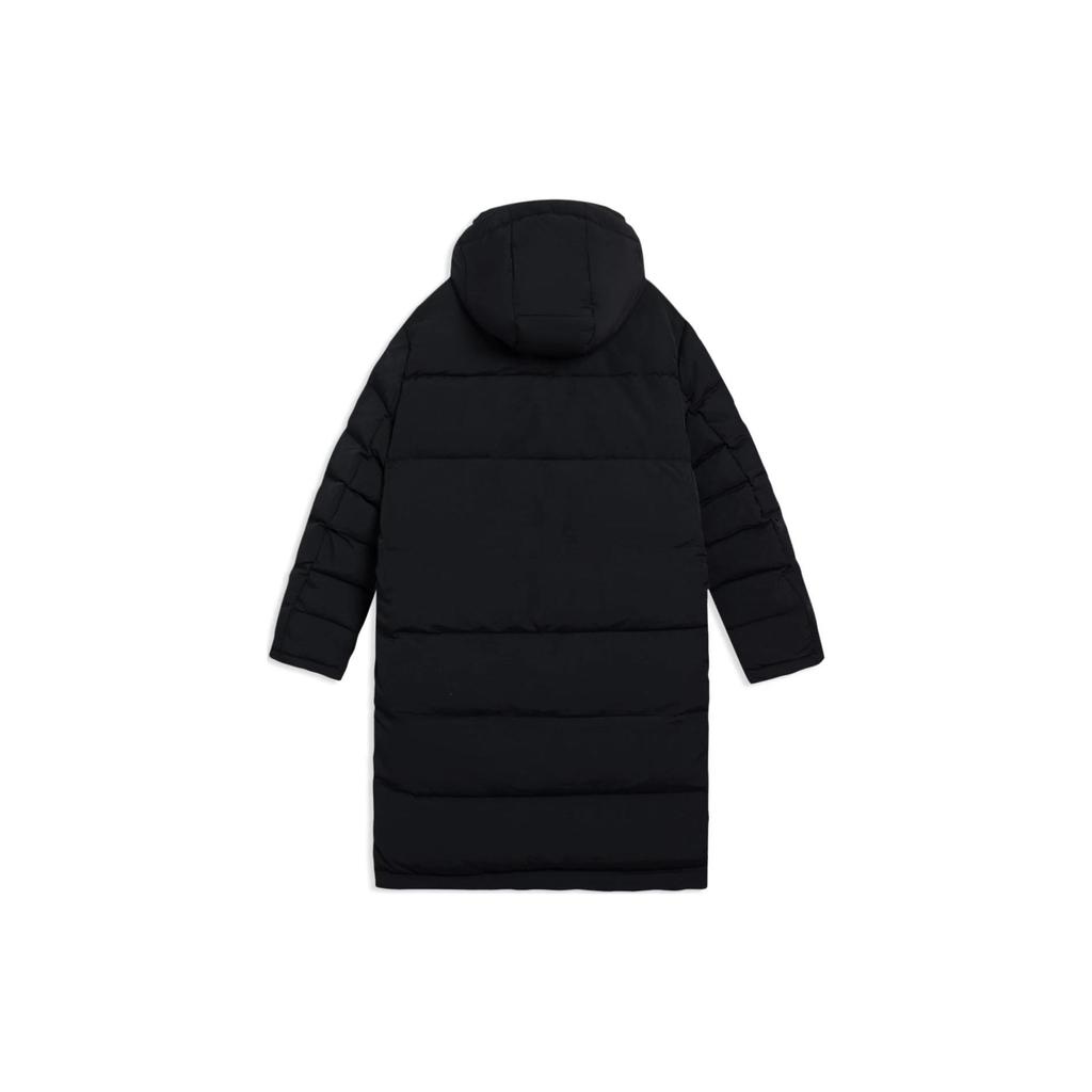 Li-Ning Sports Lifestyle Series Solid Color Print Logo Zip-Up Long Down Jacket Men Outerwear Black AYMS065-2