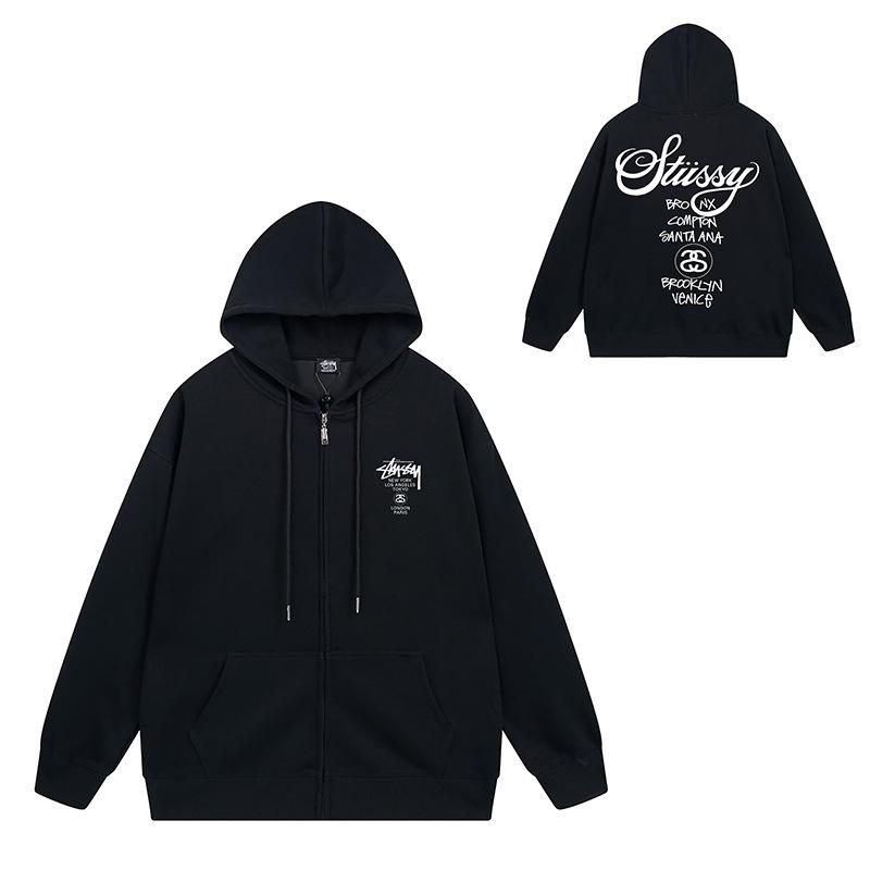 Trendy brand zipper hooded autumn and winter new letter flame pai jiu couple coat