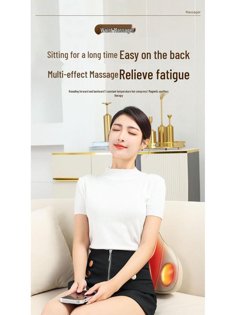 Multifunctional Lumbar, Neck, and Shoulder Kneading Massager Pillow for Full Body
