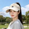 Women's Packable Open-Top Sun Hat Cap, Breathable Nylon Ponytail Style with Front Bill for Hiking and Holiday Travel