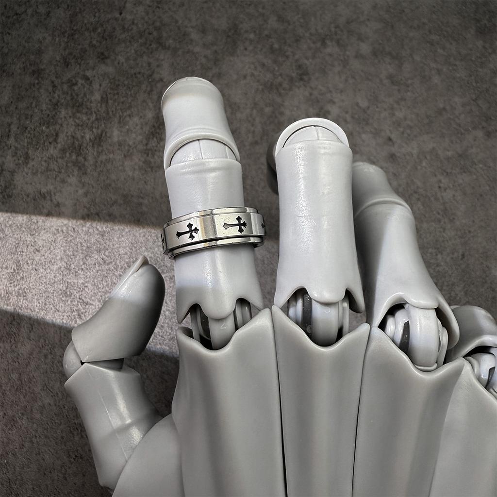 Rotatable Orthodox Cross Stainless Steel Ring For Men Women Punk Gothic Edgy Zircon Unisex Christian Accessories Blessing Gift