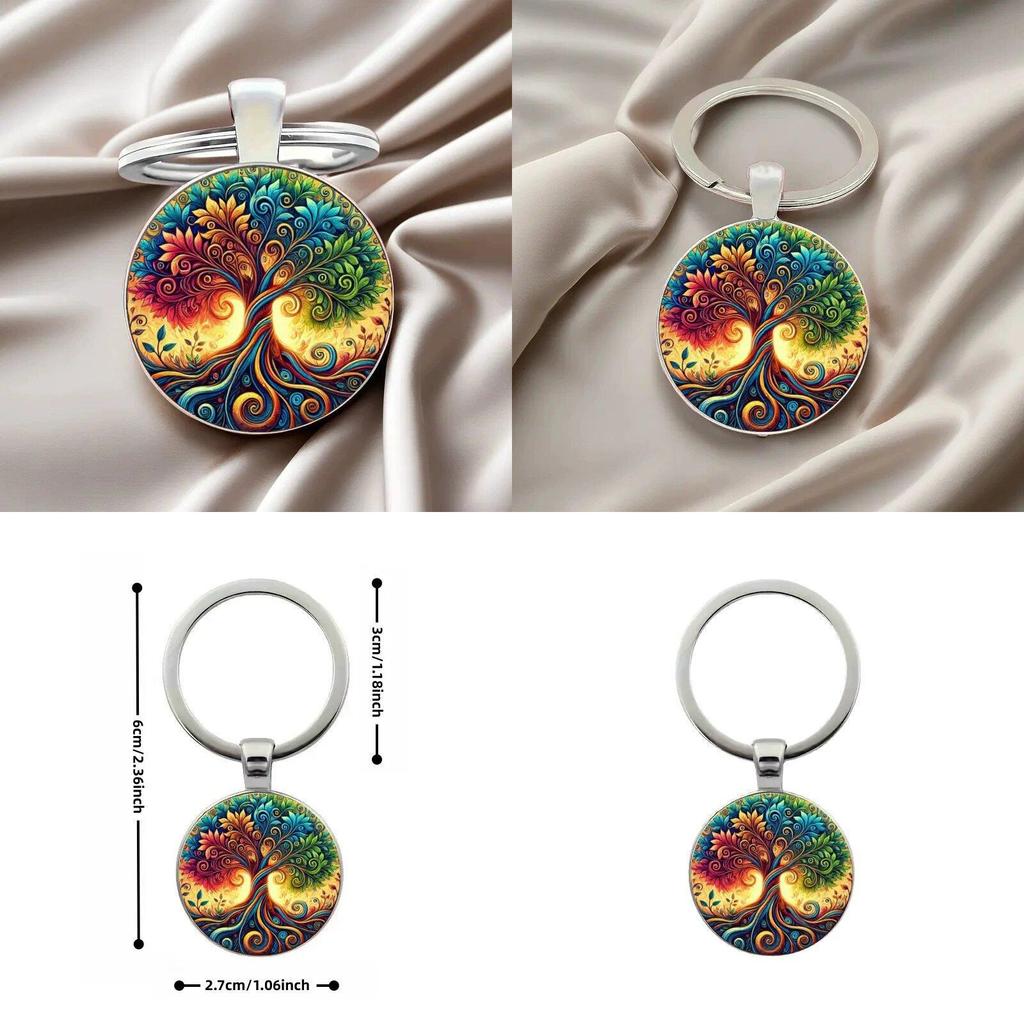 Life Tree Glass Keyring Accessory With Bright Colors For Party Favors And Commemorations