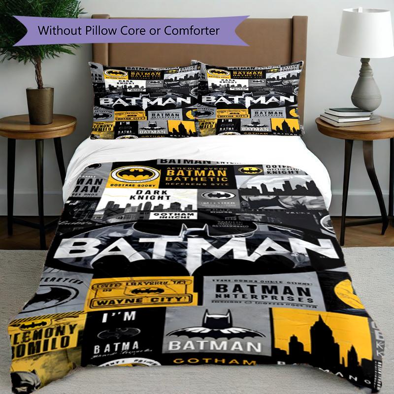 3pcs Duvet Cover Set (1*Duvet Cover + 2*Pillowcase, Without Core),Superheroes Print Bedding Set, Bedroom Decor, All‑Season, Birthday Gift