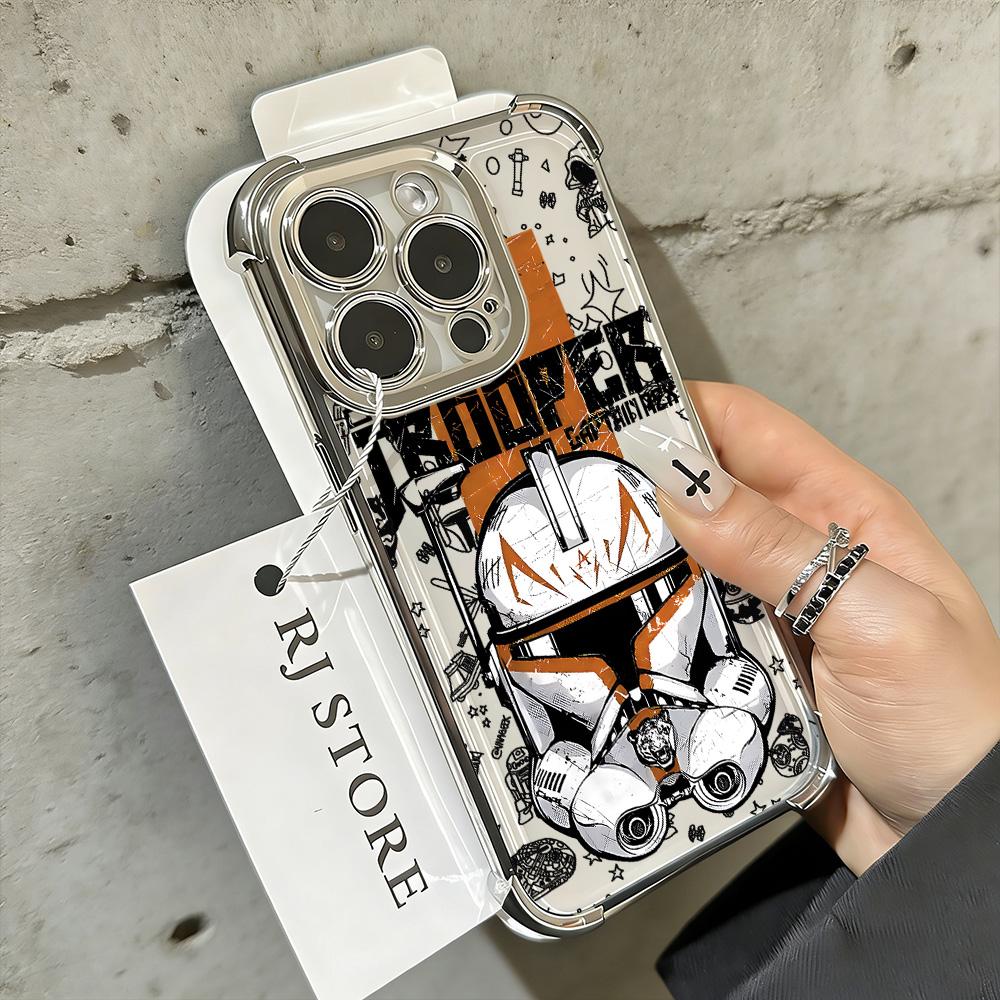 

Hot Stars W-Wars Plating Phone Case For Xiaomi Redmi 15 A3 15C 14C 13C K50 A1 Note 15 14 13 12 Pro Plus 4G 5G Anti Fall Airbag Redmi K50 5G