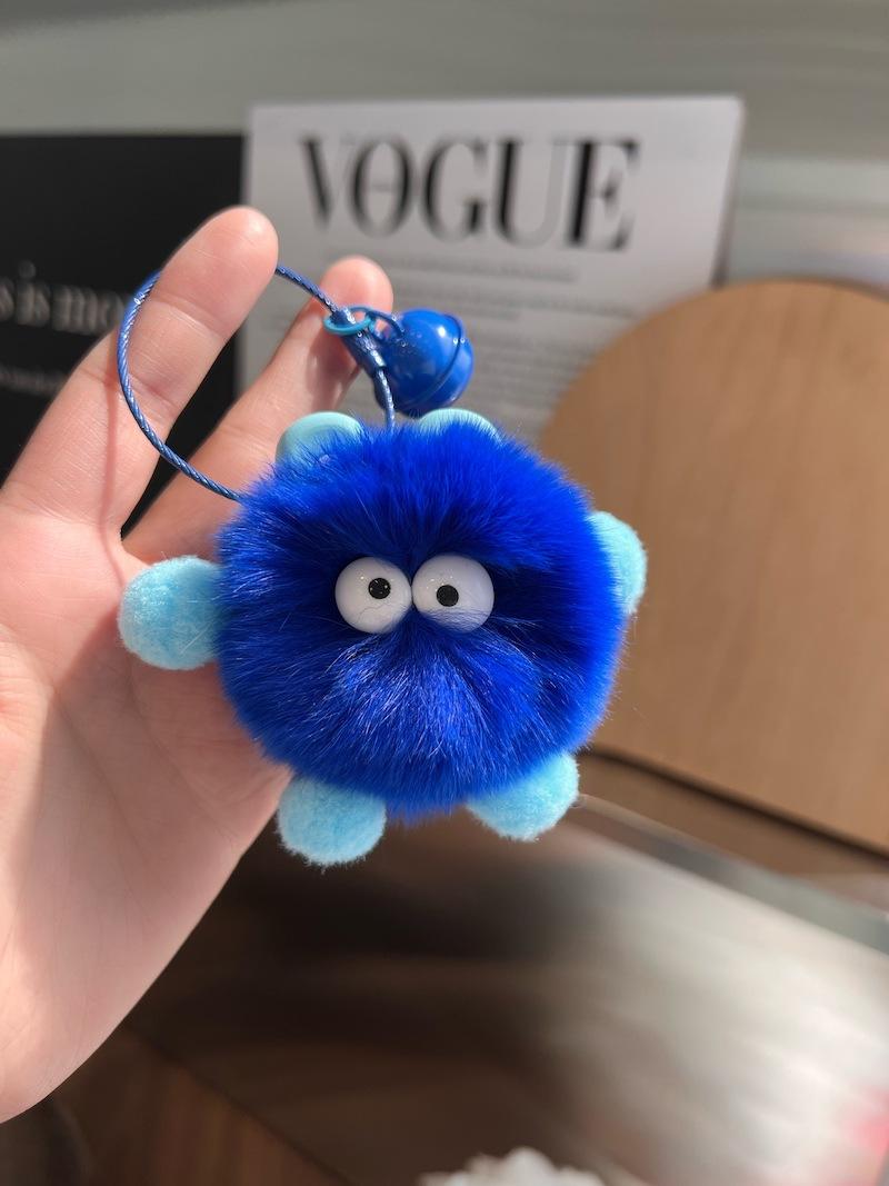 Cute Soot Sprite Rex Rabbit Fur Car Keychain Plush Bag Pendant Gift синий