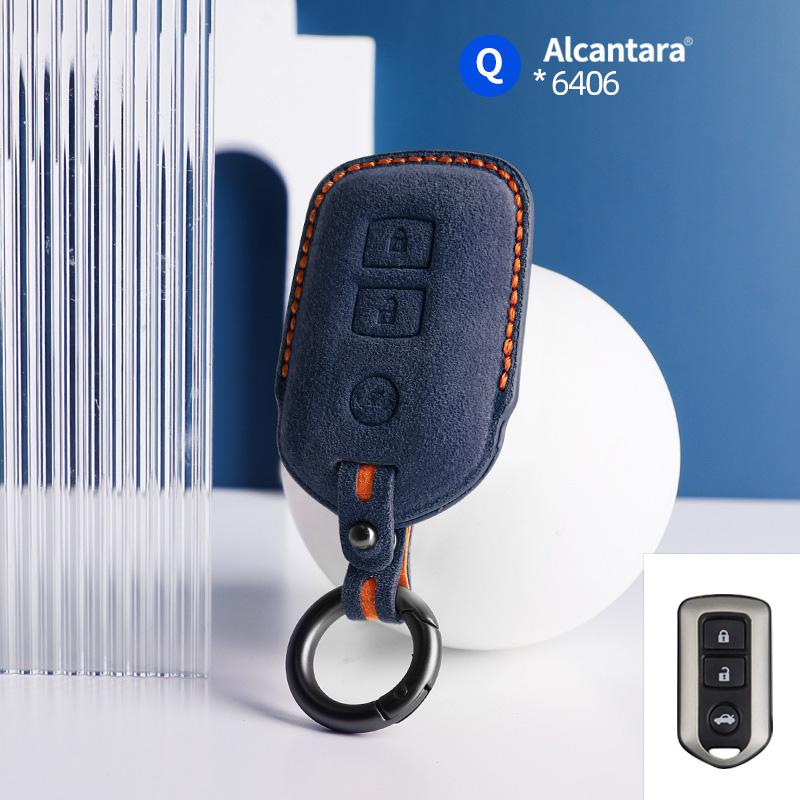 

Car Remote Key Case Cover Shell Keyring For Toyota Camry Yaris Prado RAV Vios Highlander 3 Buttons Suede Key Fob