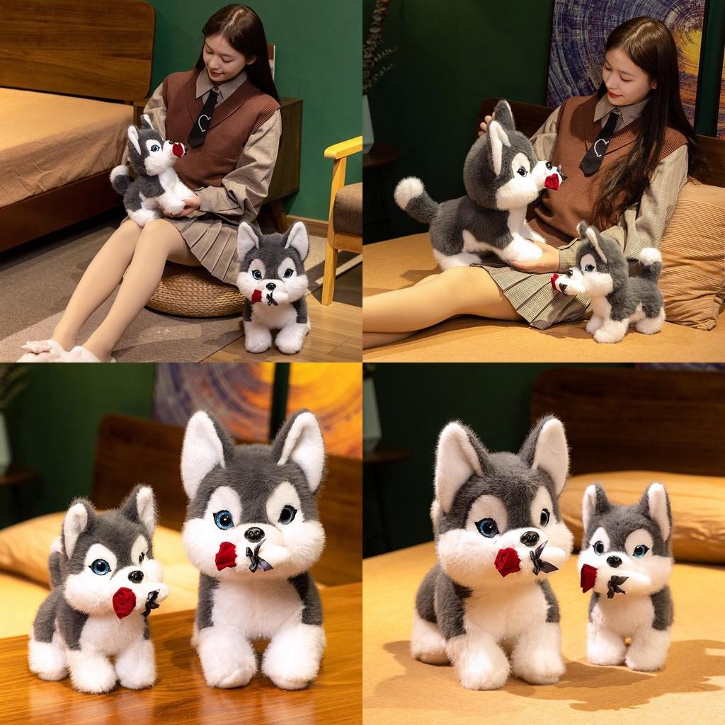 Creative Husky Rose Plush Toys Cute Valentine Days Girls Boys Holiday Gifts