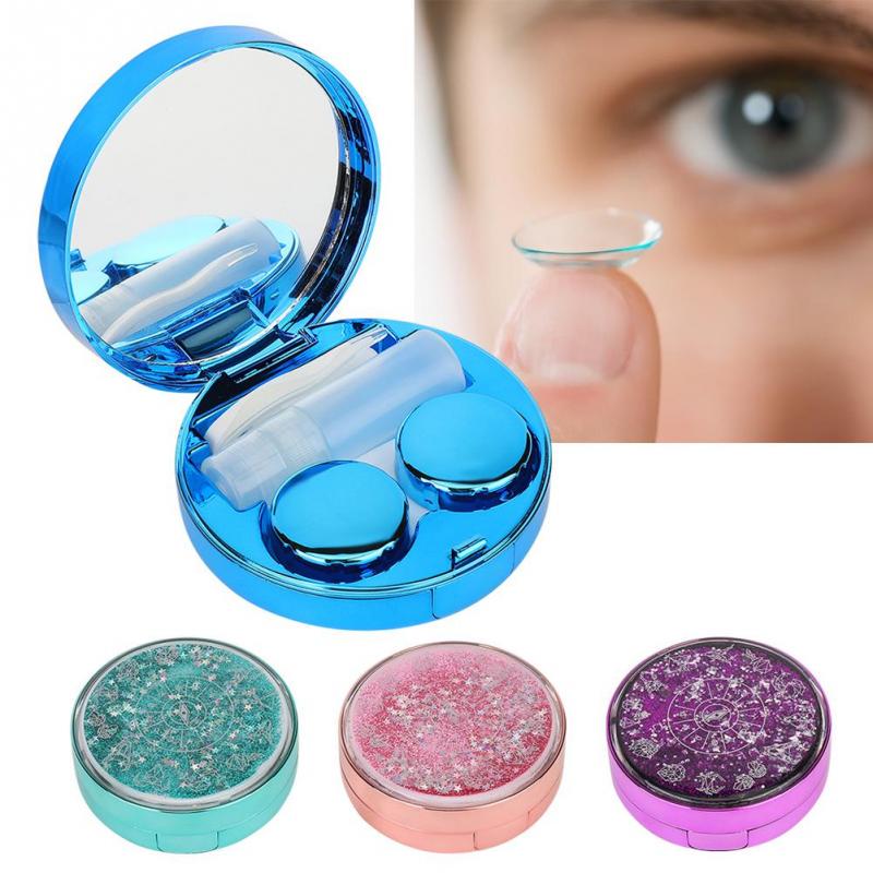 Portable Round Shape Contact Lenses Storage Box Plastic Contactlense