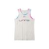 Li Ning Sports Basketball Series Logo Print Gradient Mesh Breathable Training Vest Men Vests Cloud-White AAYR391-1