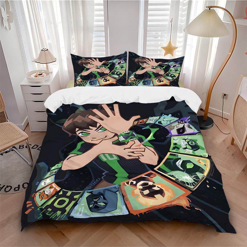 

3pcs bedding set Ben10 Includes 1 Comforter+2 Pillowcases, Without Pillow Inserts, Soft Comfortable, Lightweight Breathable220 135x200cm