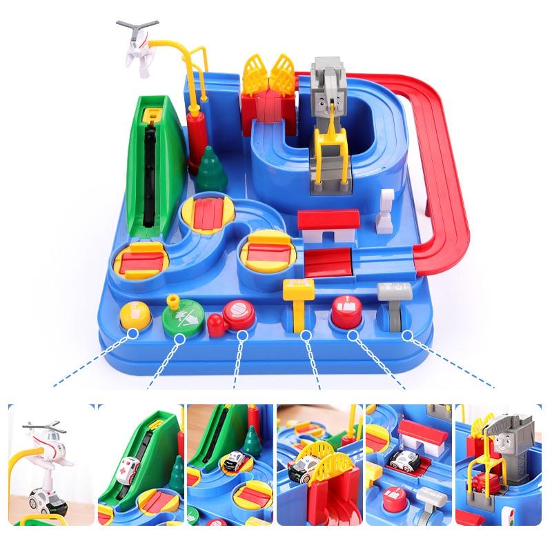 Racing Rail Car Model Racing Educational Toys Children Track Car Adventure Game Brain Game Mechanical Interactive Train Toy