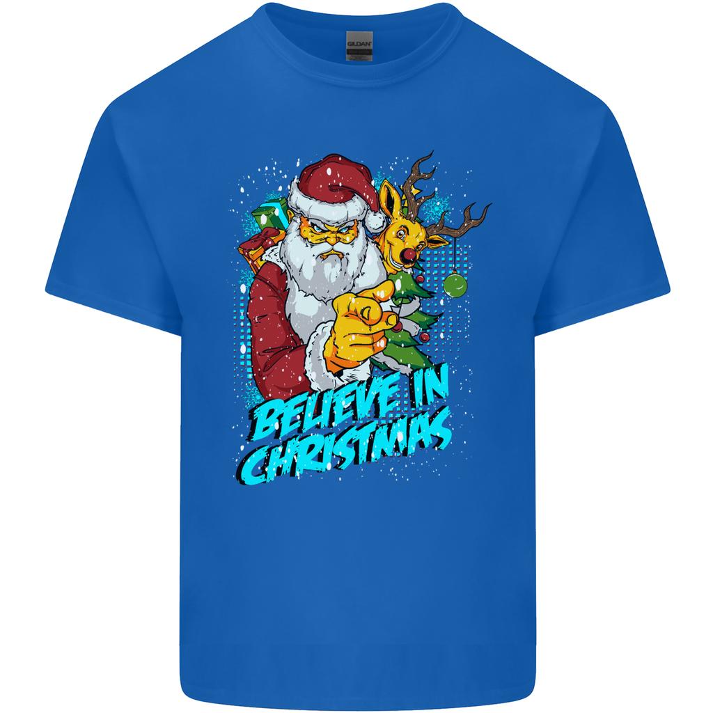 Believe In Christmas Funny Santa Xmas Unisexs Light Cotton TShirt