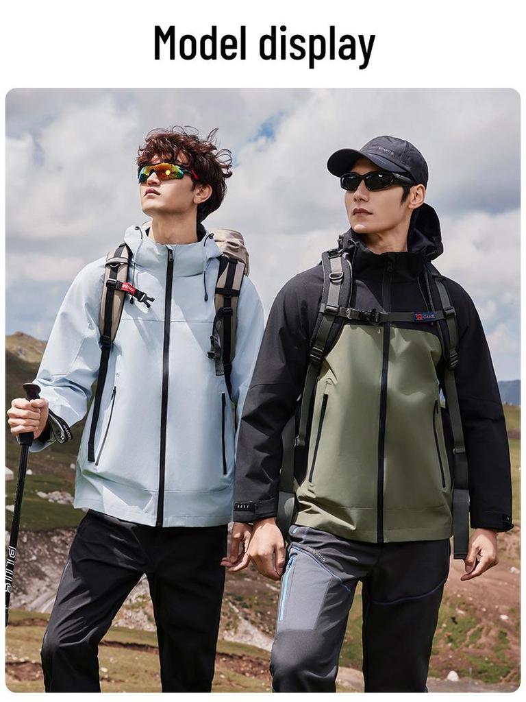 Stylish Unisex Waterproof Windproof Color Block Jacket for Hiking and Workwear