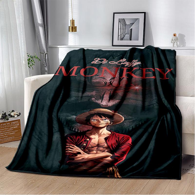 3D One P-Piece Cartoon Anime Flannel Blanket Soft Warm Throw Blanket for Bedroom Living Room Bed Camping Picnic Office Kids Gift