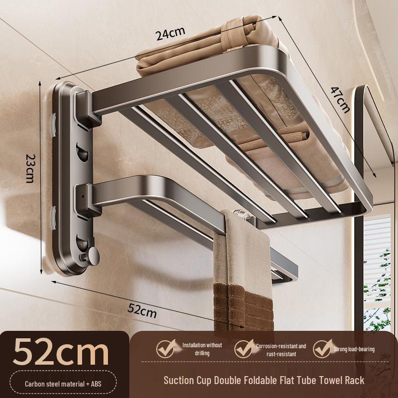 Vier-Saugnapf-Stanzfreier Wandmontage-Klappbarer Badezimmer-Handtuchhalter & Ablage