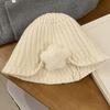 Cute plush star knitted bucket hat female autumn and winter big head circumference shows small face sweet versatile basin hat tide