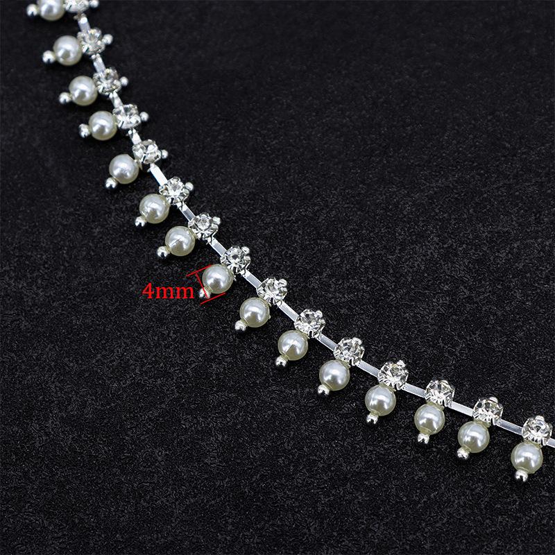 

10Yards Rhinestone Trim Pearl Beading Chains Diamond Clothing Necklace DIY Artificial Pearls Rhinestone Ribbon Gift Decoration 10Yards