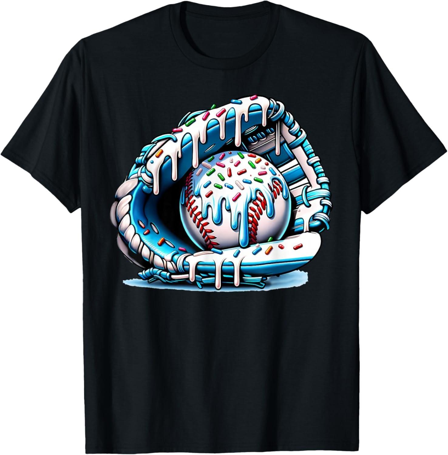 Baseball Drip Ice Cream Sprinkles Baseball Glove Gift Unisex T-Shirt S разноцветный