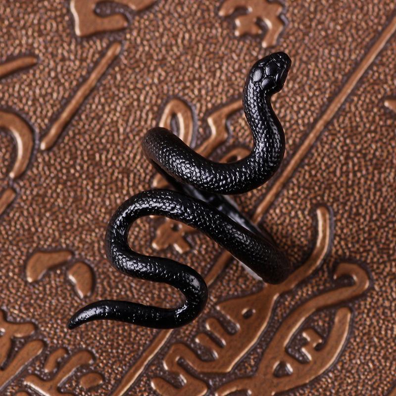Python Ring Jewelry Exaggerated Snake-shaped Ring Opening Adjustable Punk Style Ring Hand Jewelry