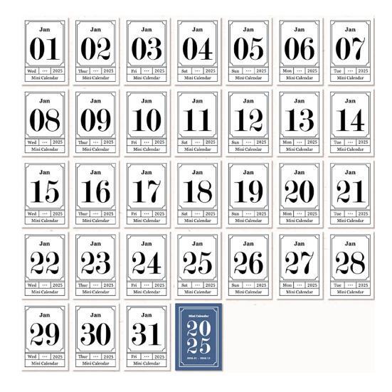 2025 Desk Calendar Mini Book Shape Compact Portable Retro Calendar Thick Paper