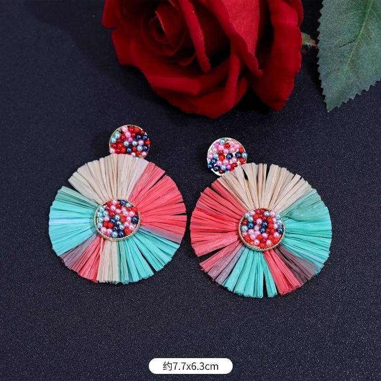 Vintage Urlaubs Rattan Bast Ohrstecker Weiblichkeit Strand Ohrringe personalisierte Ohrringe handgemachte Ohrringe