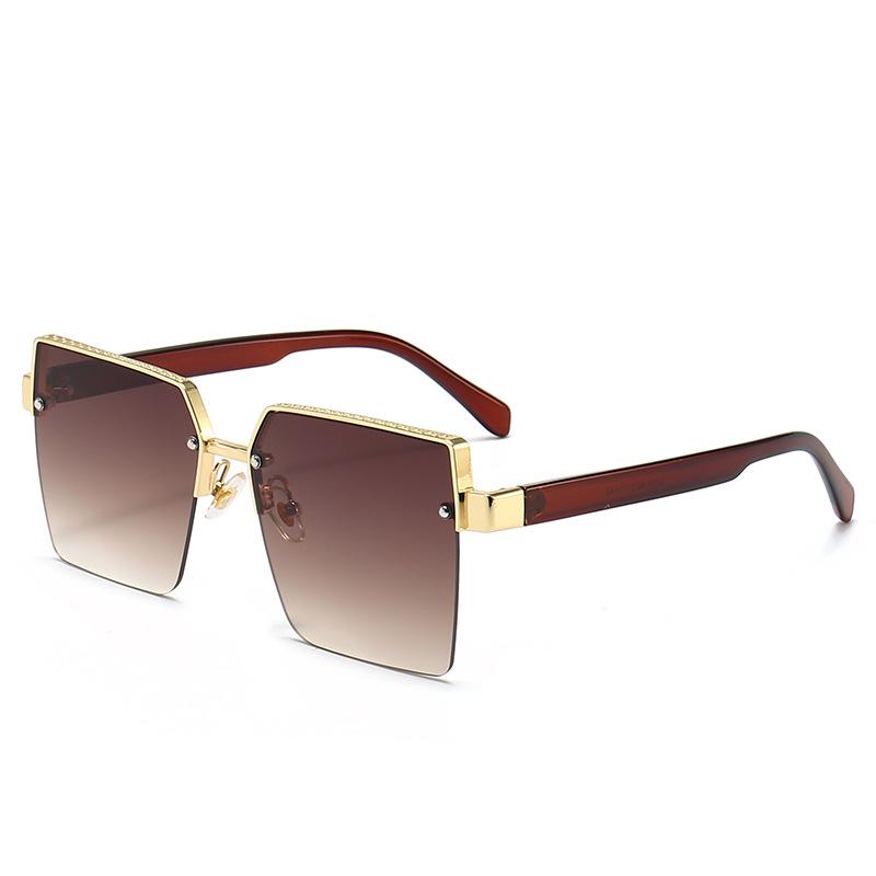 Cool Square Sunglasses, Metal Half-Frame Sunglasses, Sunshades