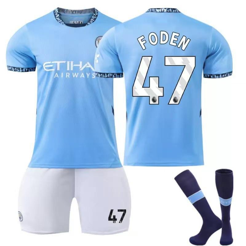 2425 Manchester City Jersey Home No. 9 Harland 17 De Braunet 10 Gralish Football Shirt Set