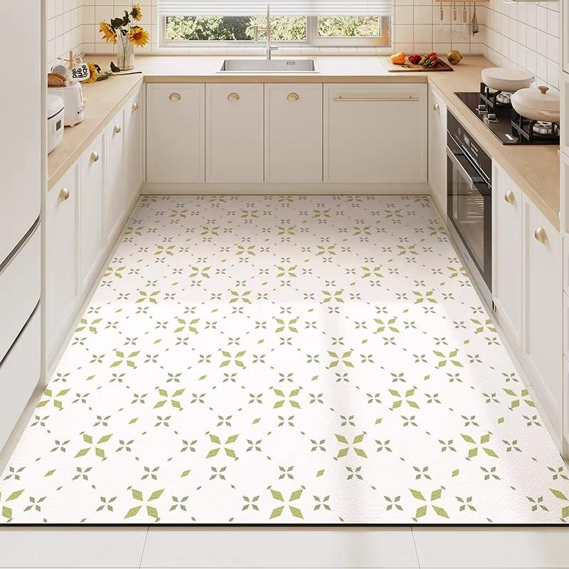 Carpet for Kitchen Pvc Floor Mat Large Size Waterproof Non-slip Carpets Leather Anti-fatigue Foot Mats Retro Home Decoration Rug