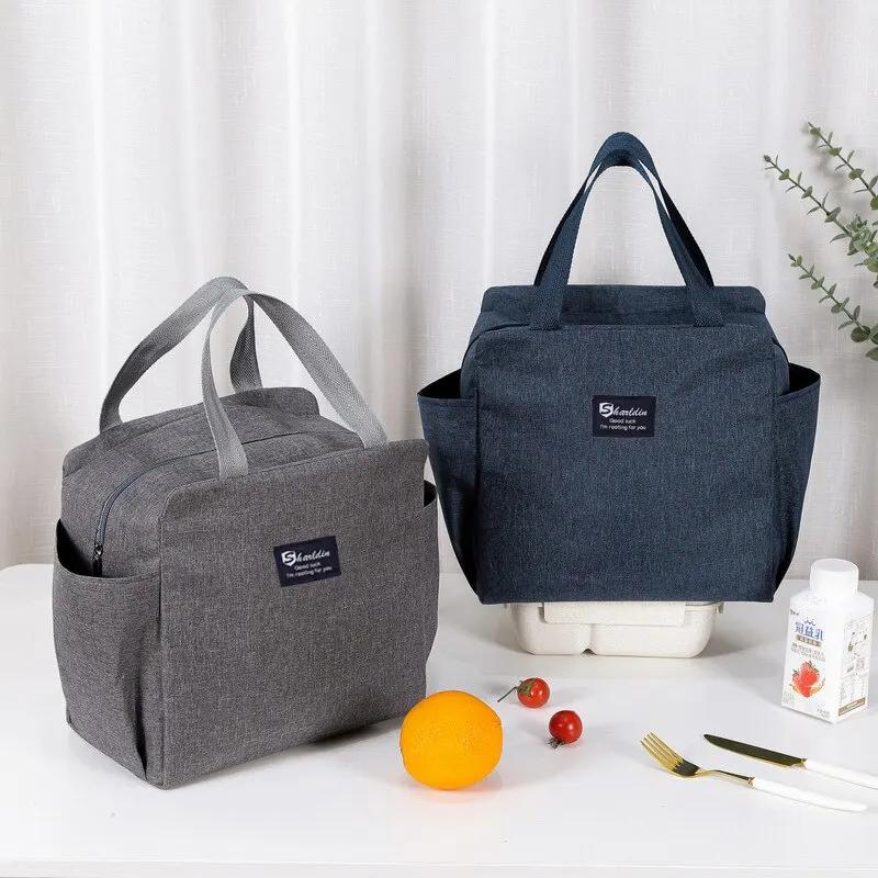 Large Capacity Cooler Lunch Bag Waterproof Oxford Portable Zipper Thermal Lunch Bags Insulated Food Bag Camping Picnic Case