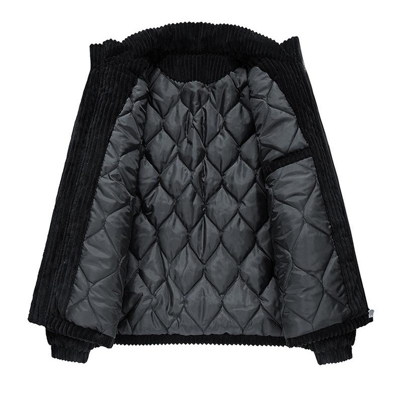 Casual Down Jacket for Men Retro Thickened Cotton-padded Jacket Couple Stand-up Collar Warm Corduroy Cotton-padded Jacket for Autumn and Winter
