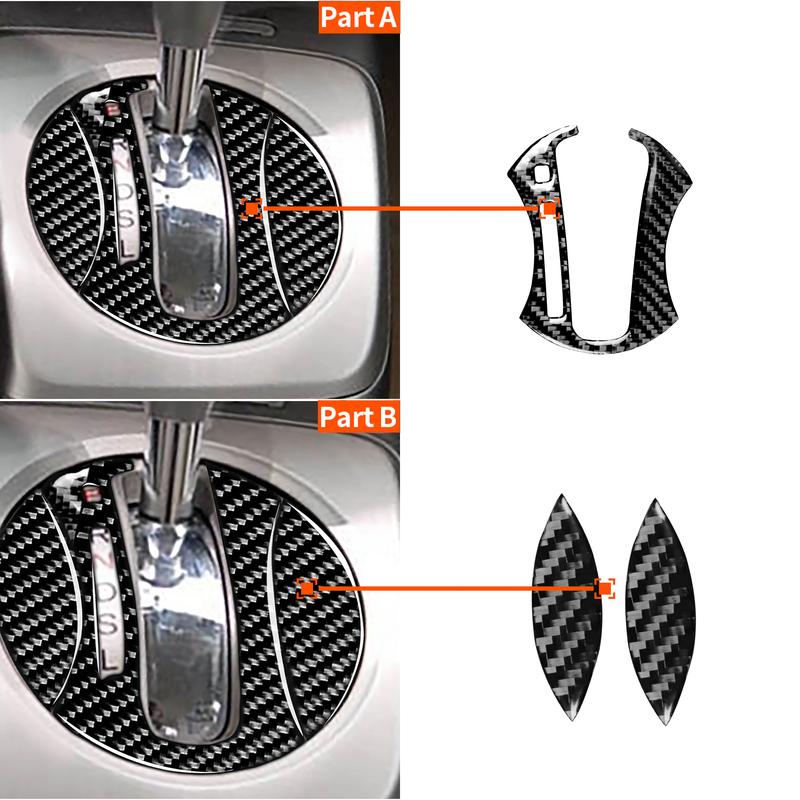 3pcs Carbon Fiber Car Interior Automatic Gear Shift Panel Cover Gearbox Trim Frame Sticker For Honda Civic 8th Gen 2006-2011