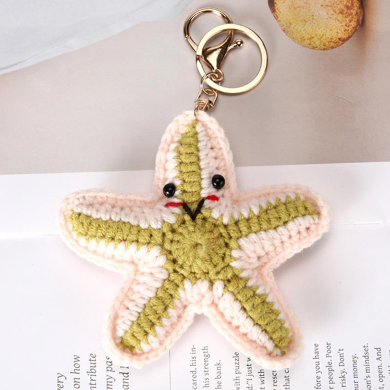 Ocean Series Knitted Animal Doll Keychain For Bag Pendant Funny Turtle Crochet Keychain Clown Fish Keychain Custom Accessories