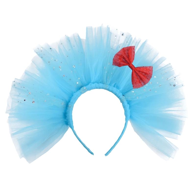 Blue Mesh Bowknot Headband for Kids Book Themed School Event Halloween Cosplay and Dressingup Party Head Accessories 1