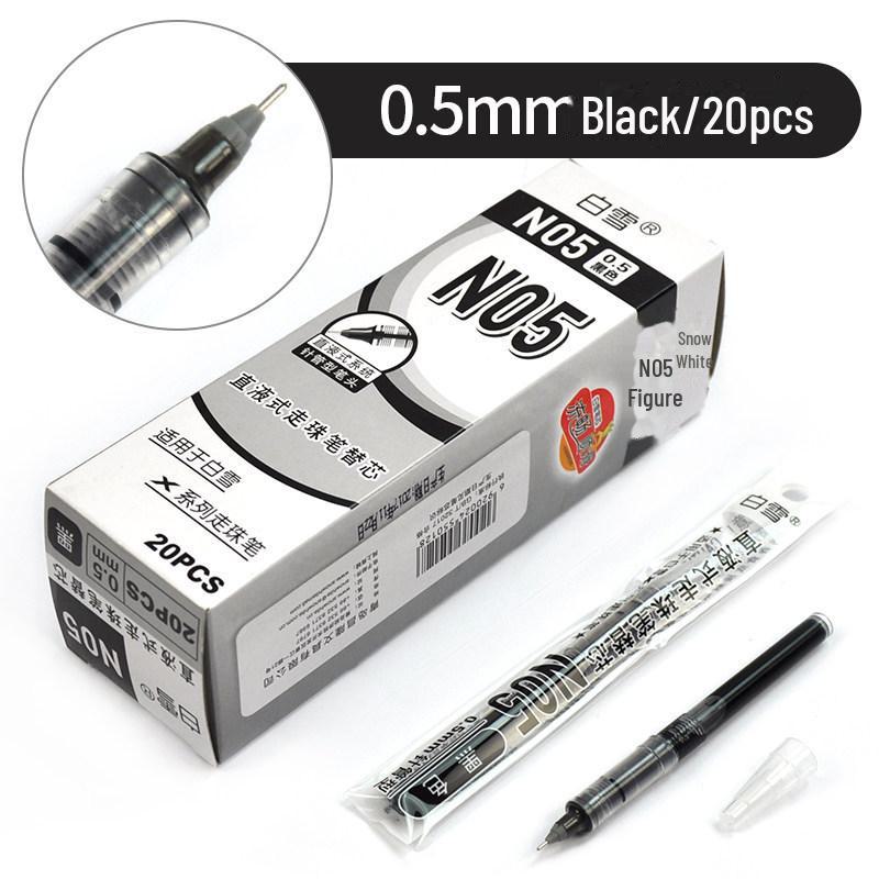 Snow White Quick-Dry 0.38mm Liquid Ballpoint Pen, Refillable, Large-Capacity for Office & Study