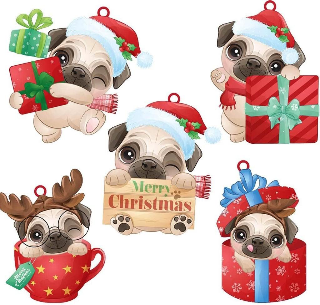 

Мультяшный Акриловый Креативный Орнамент Мопс Для Украшения Интерьера Автомобиля Идеально Подходит Для Подарков Рождество 1