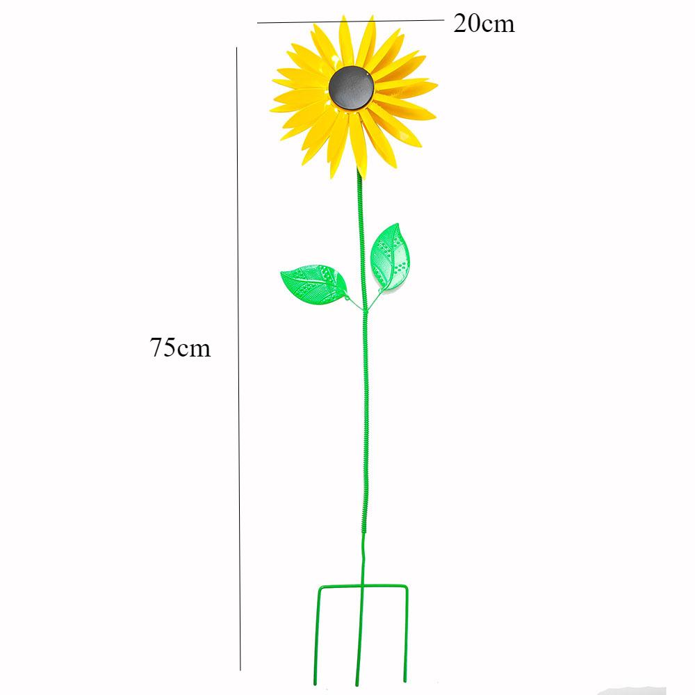 Outdoor Garden Rotating Metal Windmill Iron Patio Villa Lawn Sunflower Decoration Plug-in Ornaments