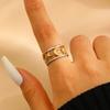 Retro Personality Stainless Steel Double-layer Hollowed-out Star Moon Sun Stainless Steel Open Rings for Women Finger Jewelry