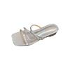Sommer 2025 Keilabsatzschuhe Oberbekleidung Französisch rosa Rock kleine coole Hausschuhe Sandalen Fee mit zarter Schleife
