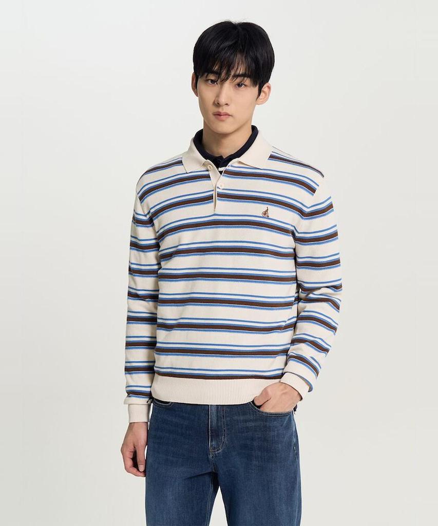 Binpolmen Multi-Stripe Collar Neck Knit Beige