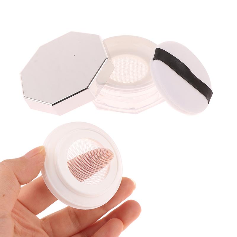 Octagonal Loose Powder Compact Container Empty Portable Plastic Diy Makeup Powder Case With Puff 10G Travel Size Jar Sifter